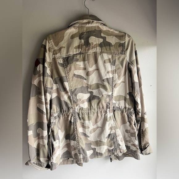 Hollister Military Jacket Women’s Large Khaki Camouflage Full Zip Drawstring - Picture 4 of 8